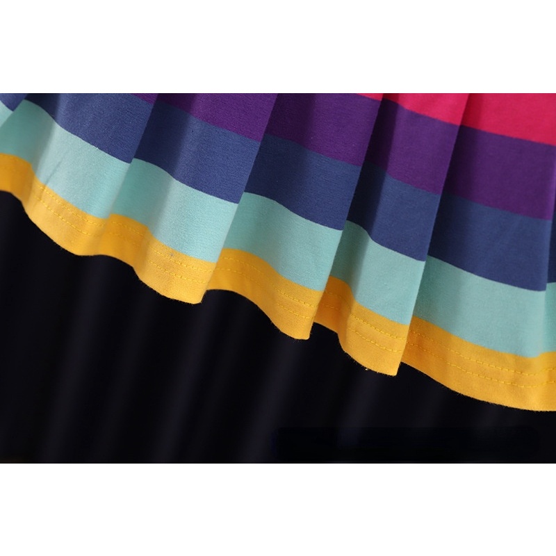 Váy cho bé gái trẻ em Cầu vồng ngắn tay váy công chúa xếp ly 0-5 tuổi