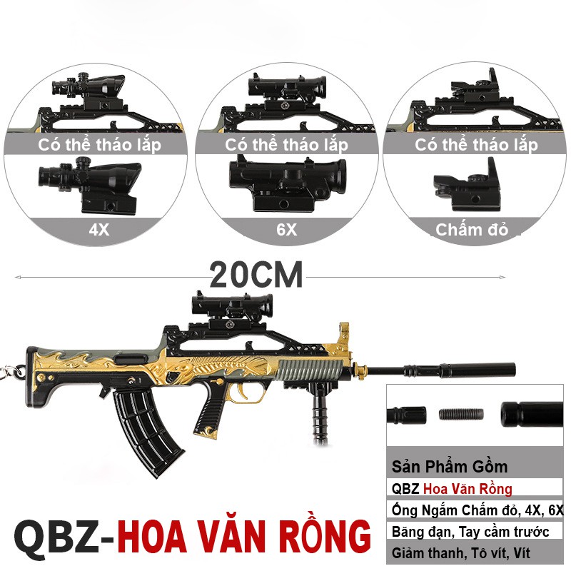 Mô Hình PUBG QBZ Hoa văn rồng - dài 20cm - Tặng Kèm Giá Đỡ