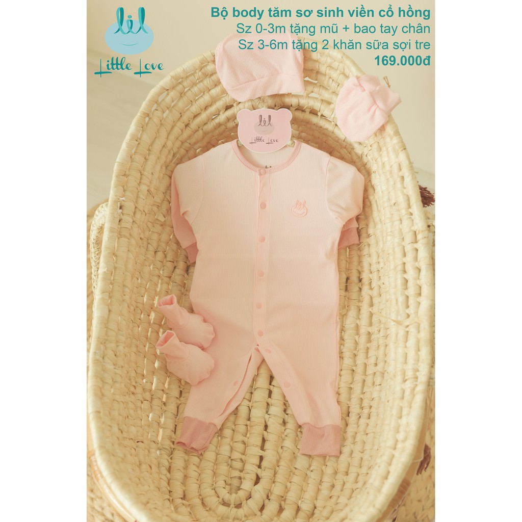 Body Dài Little Love Size 0-3m và 3-6m Chất Pettit Mẫu Mới | Minizon Kids