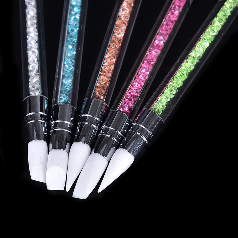[Hàng mới về] Cọ trang trí móng tay bằng silicone với 2 đầu tiện ích