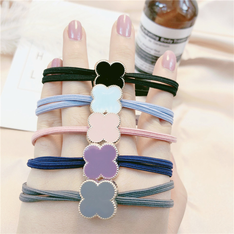 Dây buộc tóc co giãn họa tiết cỏ bốn lá dễ thương cho nữ