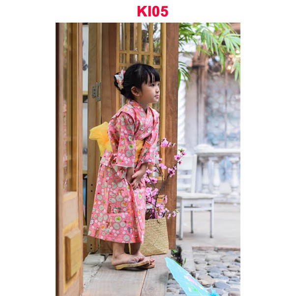 Kimono Trẻ Em Cam Cáo Gấu Khúc Gỗ KI05