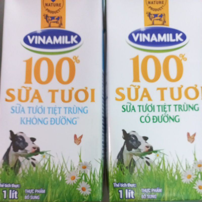 Sữa tươi tiệt trùng vinamilk không đường và có đường 1 lít