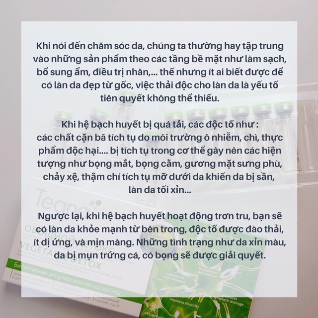 HSD 02/25 - Serum Teana VEGETABLE DETOX lưu thông hệ bạch huyết, thải độc da