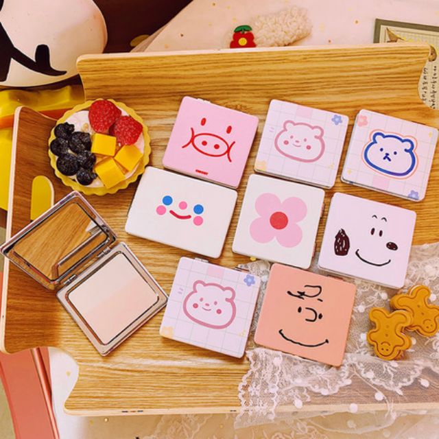 Gương vuông 2 mặt da PU