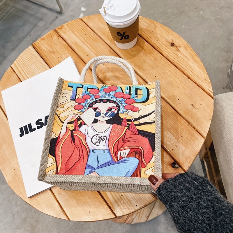 Túi xách tay IELGY vải canvas phong cách Nhật Bản xinh xắn thời trang dành cho nữ