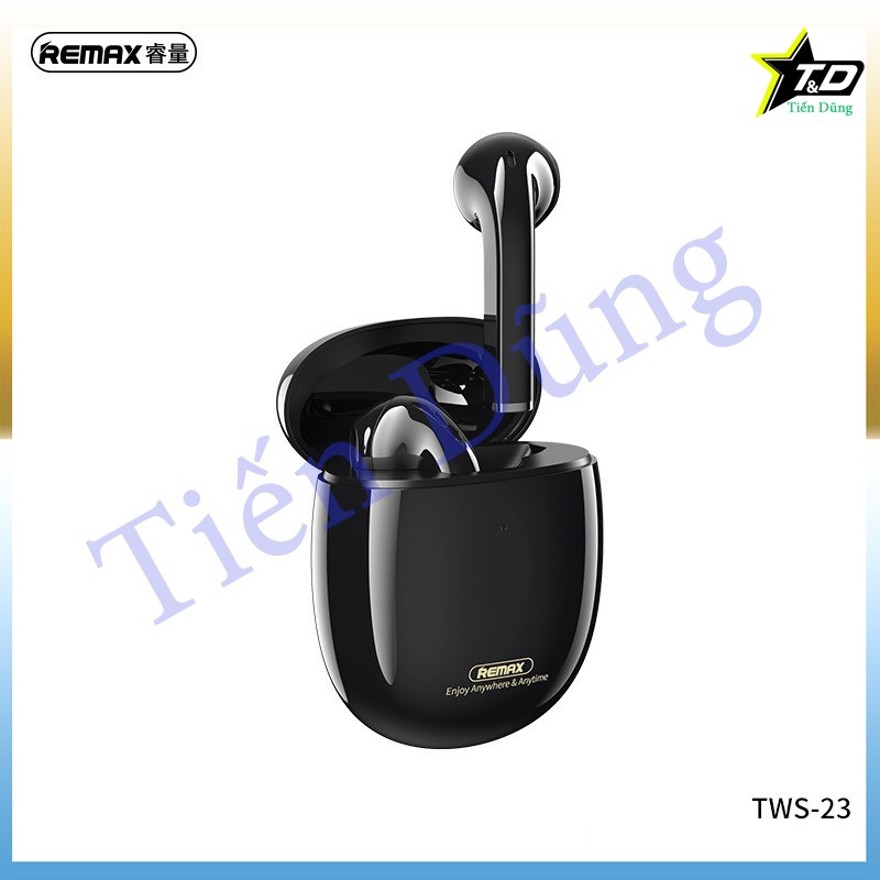 Tai nghe bluetooth Remax tws 23 chính hãng dòng cảm ứng V5.0 kèm đốc sạc dung lượng 300mAh thoải mái nghe