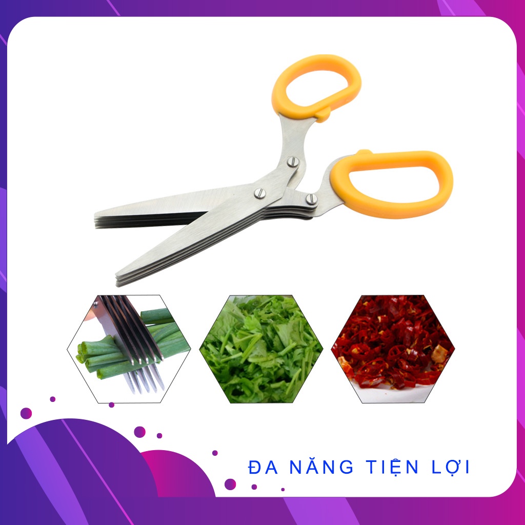Kéo nhiều lưỡi cắt hành lá, kéo 5 lưỡi cắt đồ ăn nhà bếp, cắt giấy văn phòng Master Store