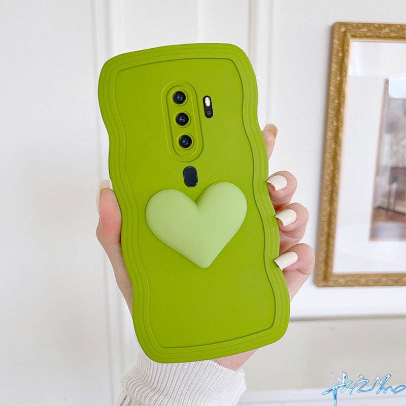 Ốp Điện Thoại Màu Xanh Lá Matcha 3D Cho OPPO A9 2020 A5 2020 Reno 2F 2Z 2 5 7Z A31 A53 A5S A12 F9 A3S A12E F11 A92 A52