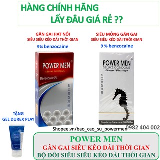 [BAO CAO SU POWERMEN] COMBO 02 hộp 24 bao cao su gân gai siêu kéo dài thời gian POWER MEN