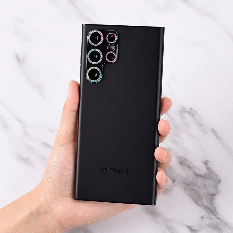Miếng Dán Cường Lực 9H Trong Suốt Lấp Lánh Chống Trầy Bảo Vệ Ống Kính Camera Sau Cho Samsung S22 Ultra