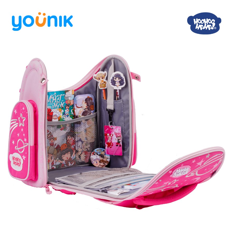 Balo Younik Chống Gù Cao Cấp Chuẩn Ergonomic Châu Âu Lớp Học Mật Ngữ Milita in hình dễ thương cho bé tiểu học