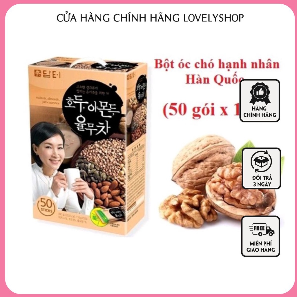 Hộp 50 gói bột ngũ cốc óc chó hạnh nhân Damtuh Hàn Quốc