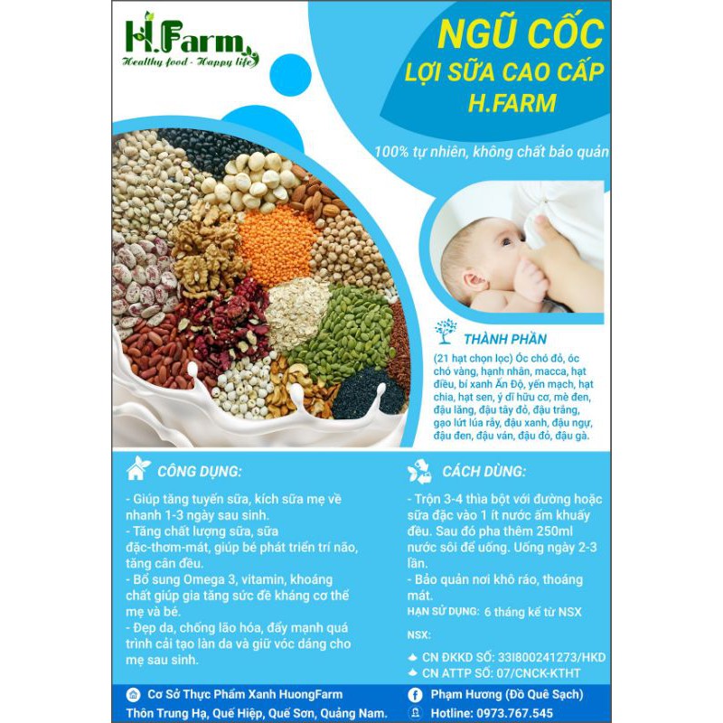 1KG BỘT NGŨ CỐC  CAO CẤP 21 HẠT H.FARM (DINH DƯỠNG/MẸ BẦU - LỢI SỮA)