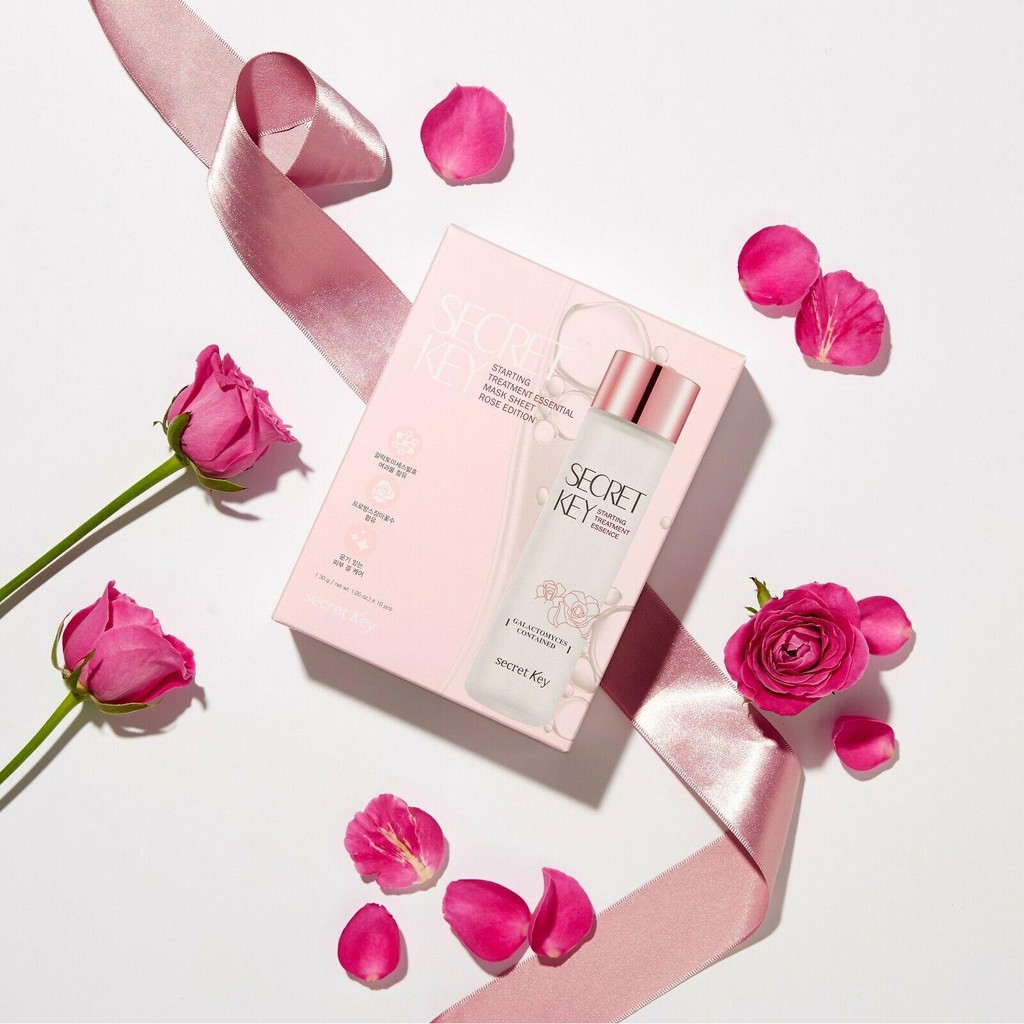 Combo 10 Mặt nạ dưỡng ẩm, sáng da Secret Key Starting Treatment Essential Mask Sheet - Rose Edition 30g - HAFA BEAUTY