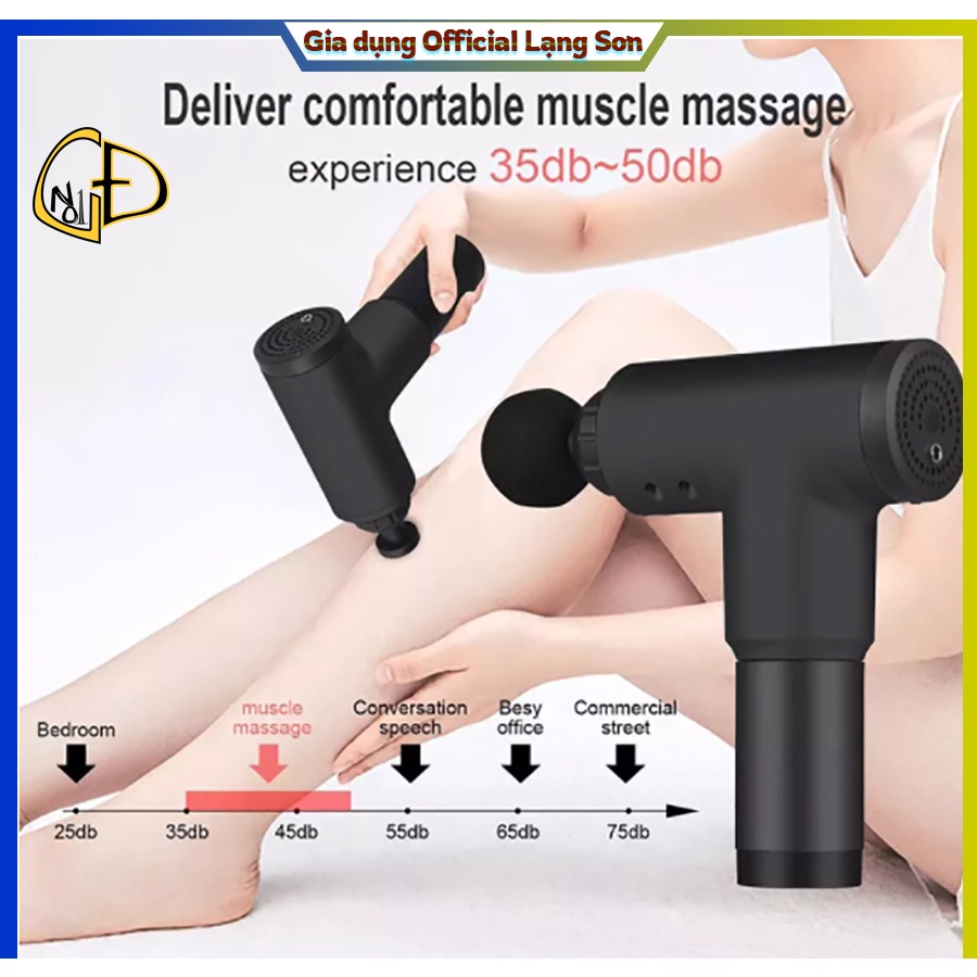 Súng Massage Fascial Gun - 4 Đầu 6 Chế Độ Fascial Giảm Cơ Căng Cơ Trị Nhức Mỏi Vai Gáy