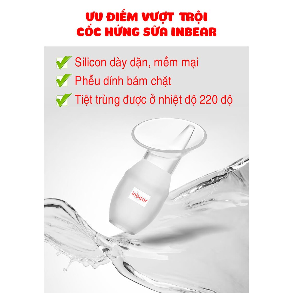 Cốc Hứng Sữa Silicon Cao Cấp INBEAR - Có Kiểm Định An Toàn Tuyệt Đối, Không BPA - Phễu Hứng Sữa Silicone - 8938538861058