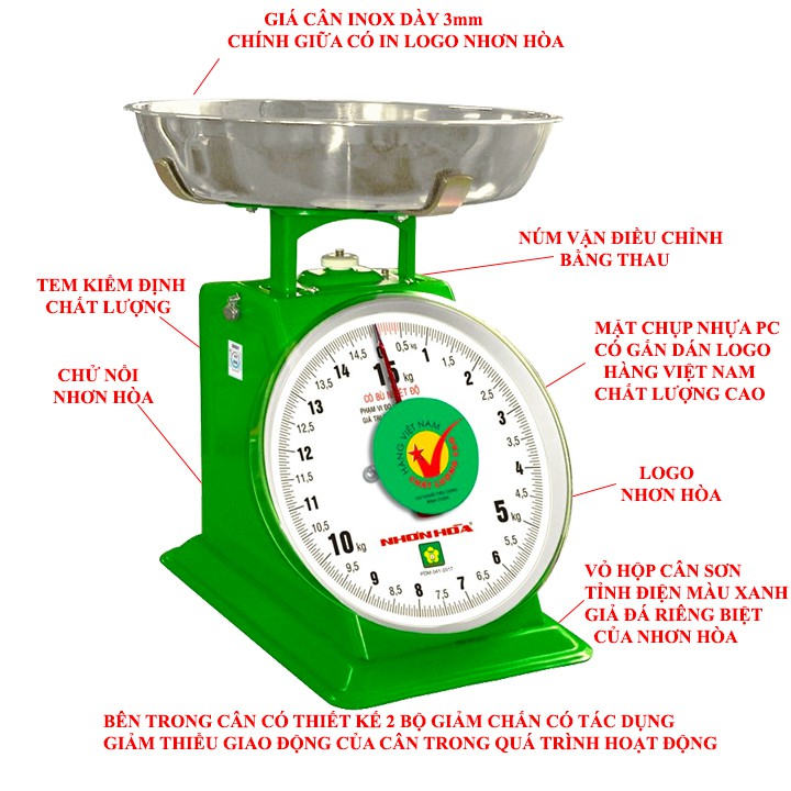 Cân 2kg,5kg, 10kg,15kg ,20kg, 30kg Nhơn Hòa Chính Hãng
