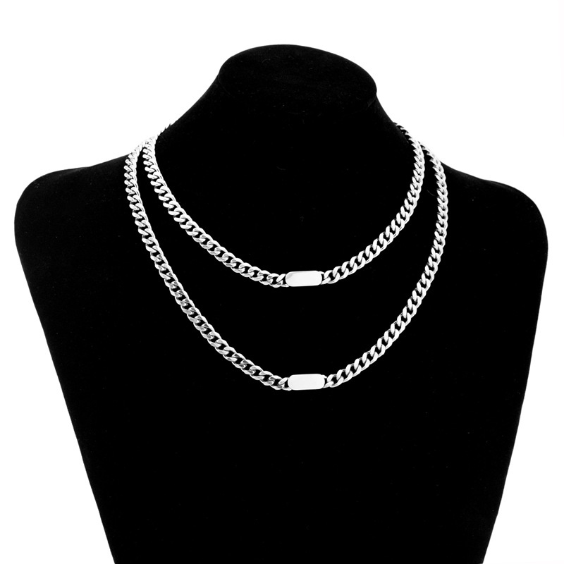 Vòng cổ Thép Titan Mặt Oval Phong Cách Hip Hop Cho Nam Nữ