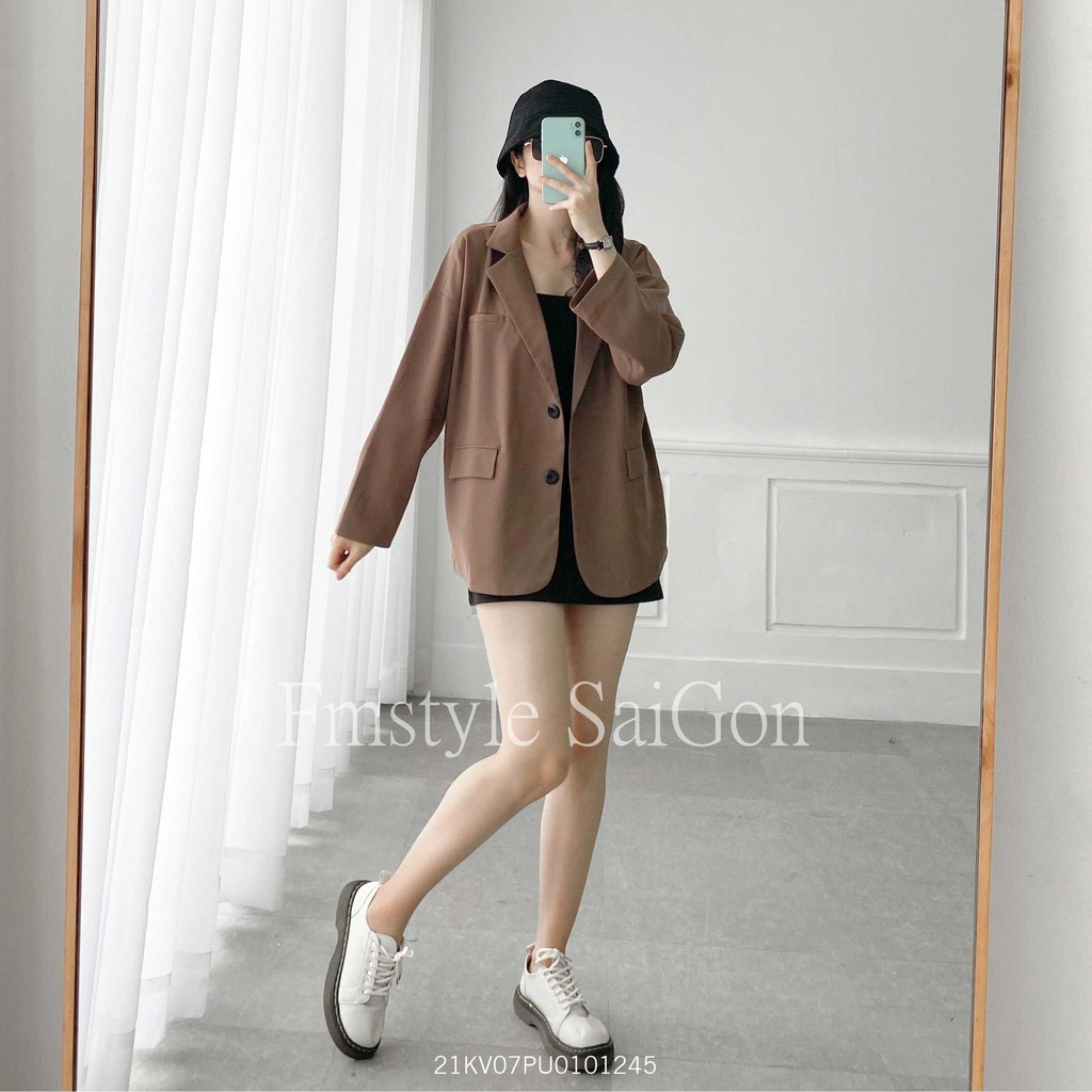 Áo khoác blazer nữ VM STYLE hàn quốc, áo vest tay dài 2 túi nắp ulzzang thời trang 22KV04PU1901