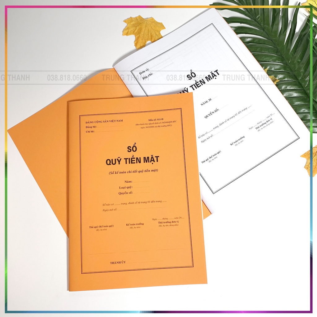 Sổ Quỹ tiền mặt, Mẫu số: S11-H, dùng cho bên Đảng