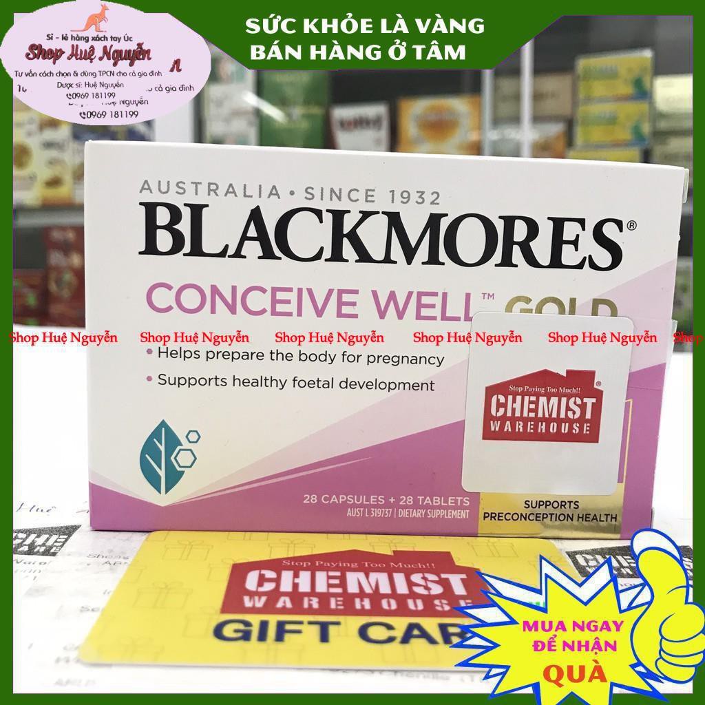 Viên uống tăng khả năng thụ thai Blackmores Conceive Well Gold - Úc CÓ QUÀ TẶNG KÈM