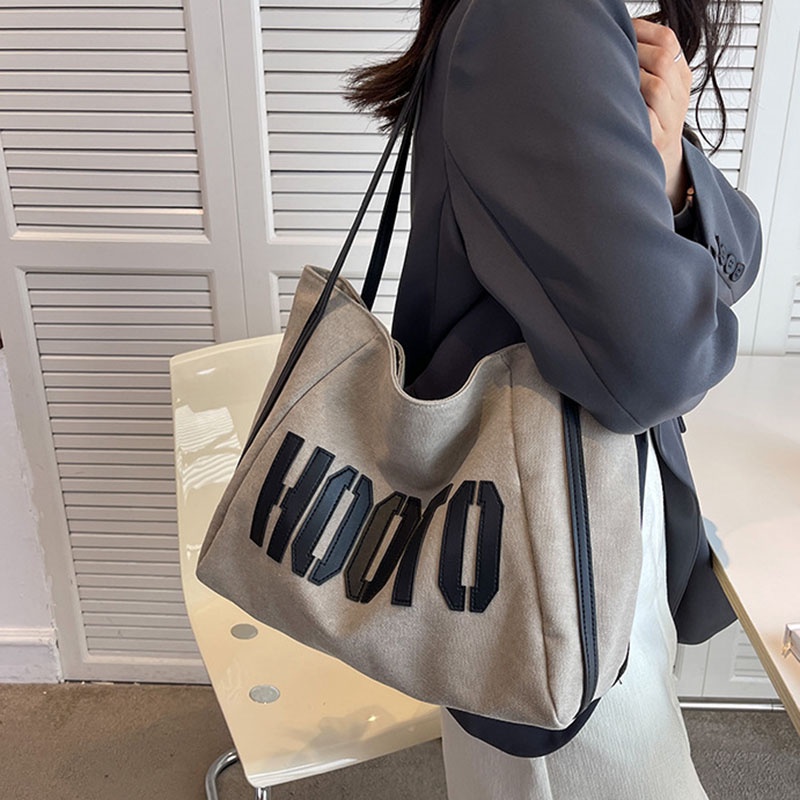 Túi Xách Đeo Vai Vải Bạt Ngăn Chứa Rộng Thời Trang Nữ Sành Điệu