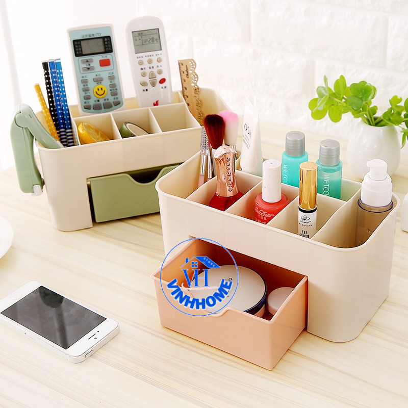 Kệ đựng mỹ phẩm mini bằng nhựa có ngăn kéo để bàn, trang trí phòng ngủ, nhà cửa vinhhome.store