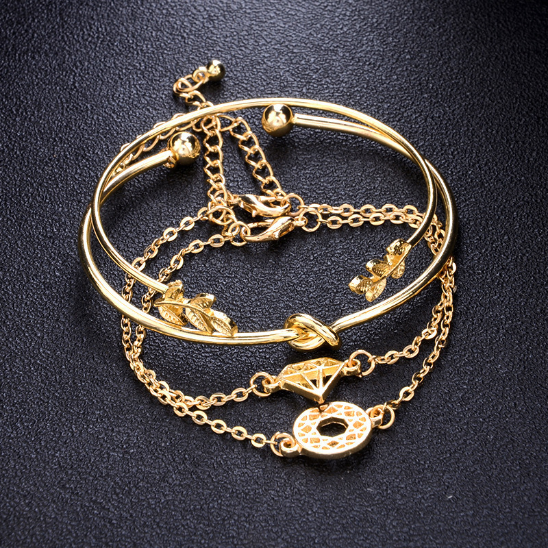Set 4 Vòng Tay Mạ Vàng Kiểu Dáng Thời Trang Cá Tính