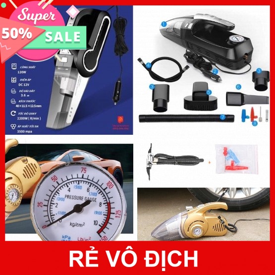 [5❤️][FREESHIP] MÁY BƠM, HÚT BỤI XE HƠI 4IN1 ĐA CHỨC NĂNG VACUUM CLEANER [HCM]