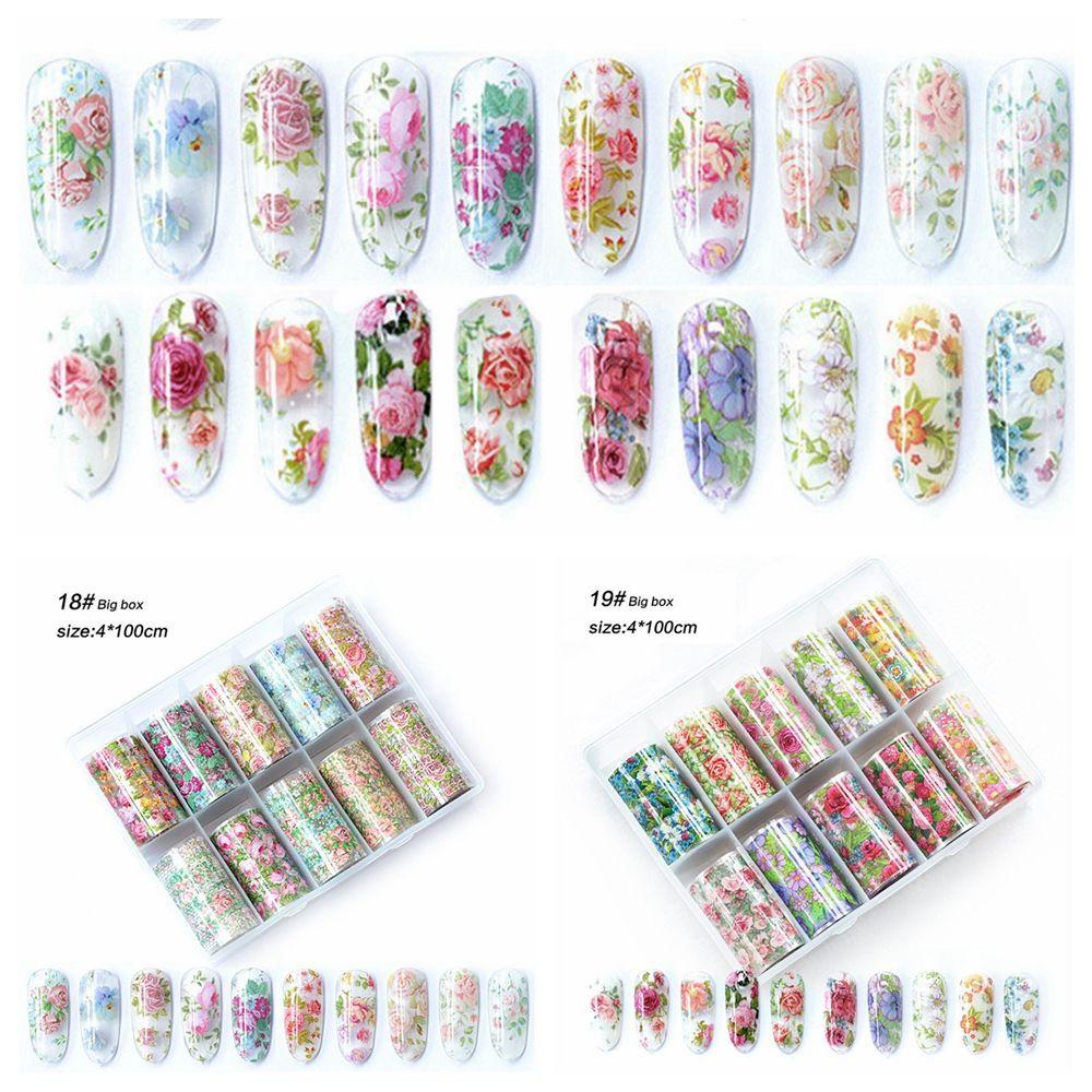 10 Cuộn Giấy Foil 3D Tự Trang Trí Móng Tay