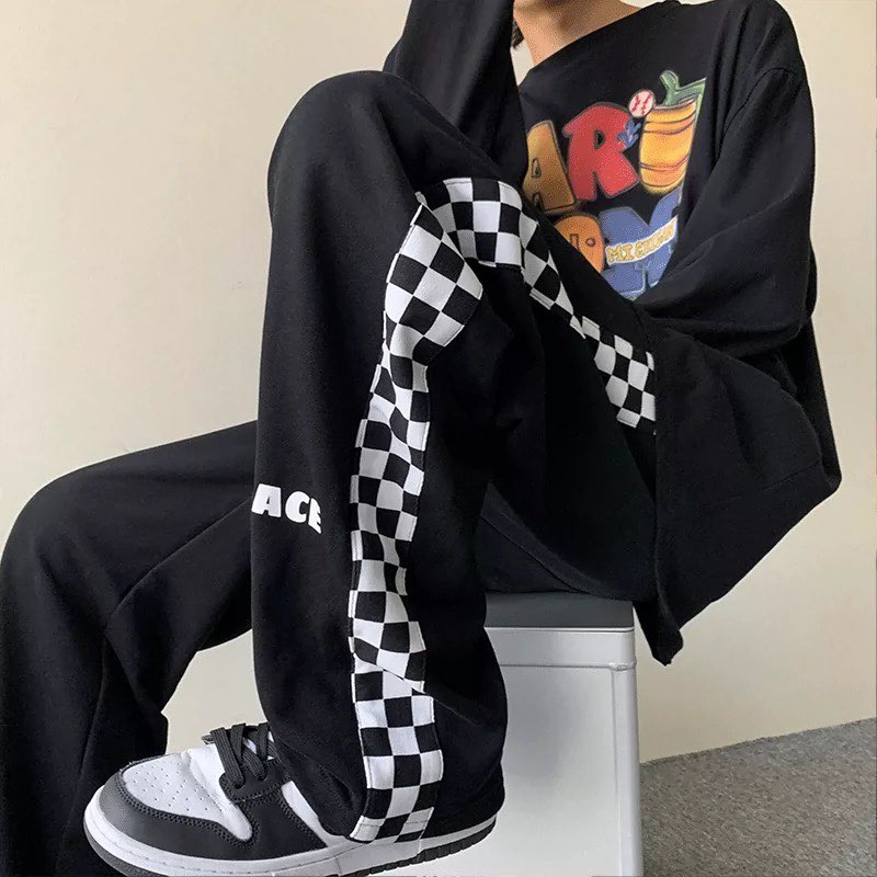 Quần Dài Nam Nữ Unisex Dáng Rộng Ống Đứng Phối Sọc Kẻ Caro Thời Trang MIXX_MEN QUAN NAM 108