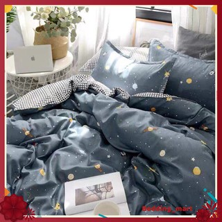 Bộ chăn ga gối cotton poly Vũ Trụ nhập khẩu bộ 4 món Chăn, ga , 2 vỏ gối
