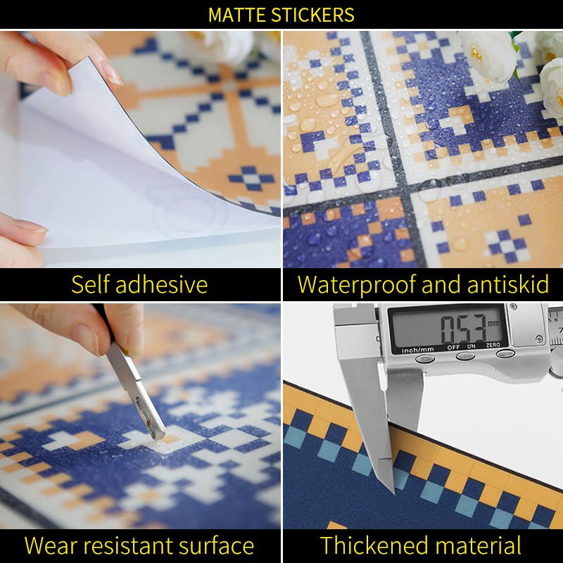 simulation tile stickers  [15*15cm*10pcs] DIY self-adhesive home decor kitchen bathroom toilet waterproof wallpaper（FD008-013）