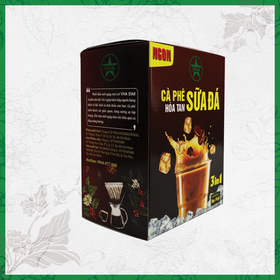 Sài gòn cà phê sữa đá hoà tan hộp 10 gói, 3 trong 1 hiệu Viva Star Coffee - Cafe Ngon khó cưỡng