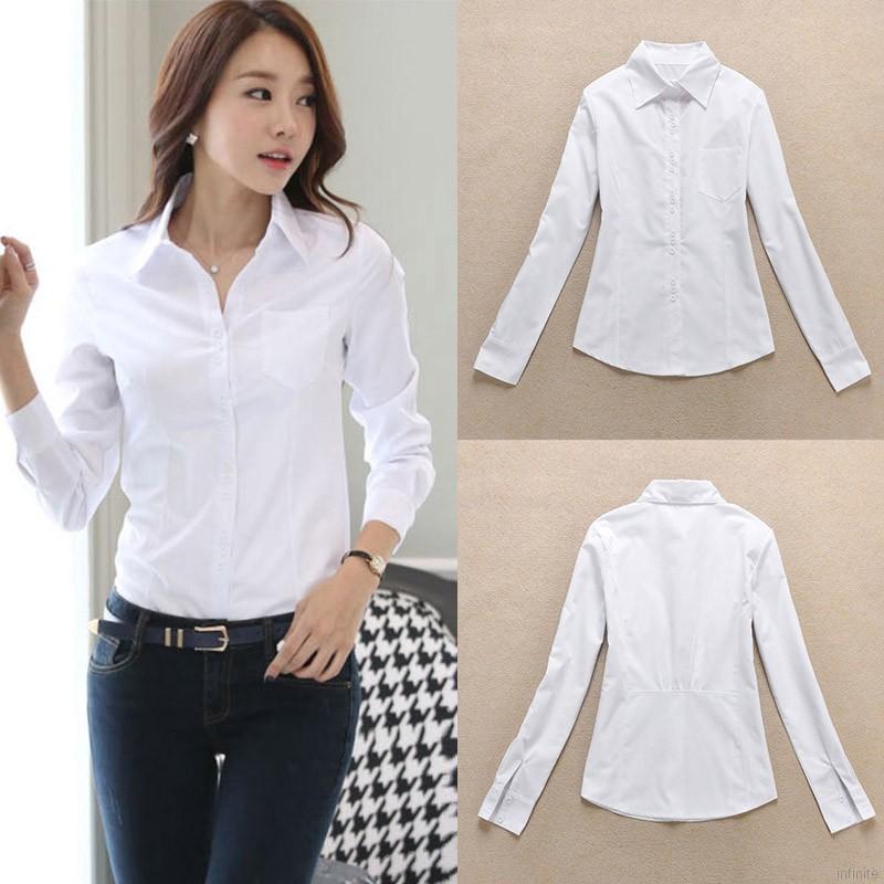 Áo Sơ Mi Chiffon Tay Dài Cổ Chữ V Phong Cách Hàn Quốc Thanh Lịch Dành Cho Nữ