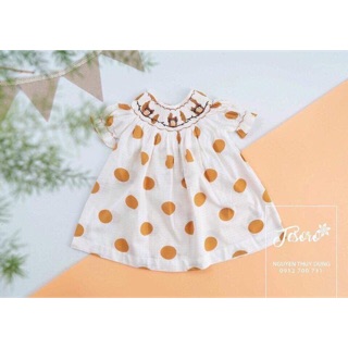 Combo 2 váy Smock thêu cú mèo và hồng