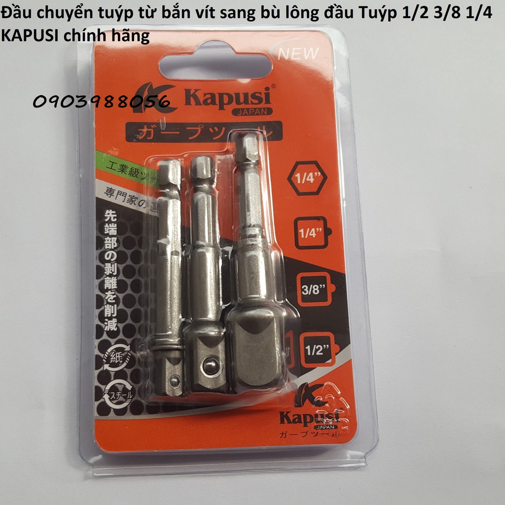 Đầu chuyển tuýp từ bắn vít sang BULONG đầu Tuýp 1/2 3/8 1/4 KAPUSI chính hãng