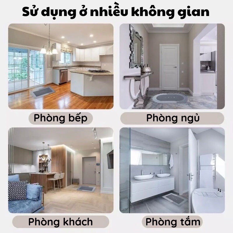 Thảm Silicon Siêu Thấm Hút, Lau Chân Trải Sàn Phòng Khách, Thảm Chùi Chân Nhà Tắm 3D Đế Cao Su Chống Trơn Trượt Chọn Mẫu