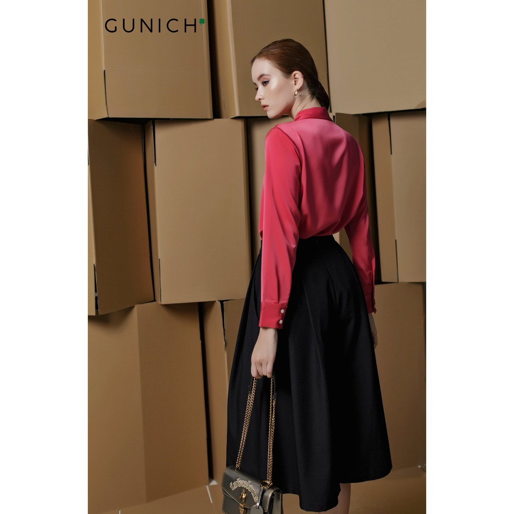 Áo sơ mi cổ danton hồng Gunich