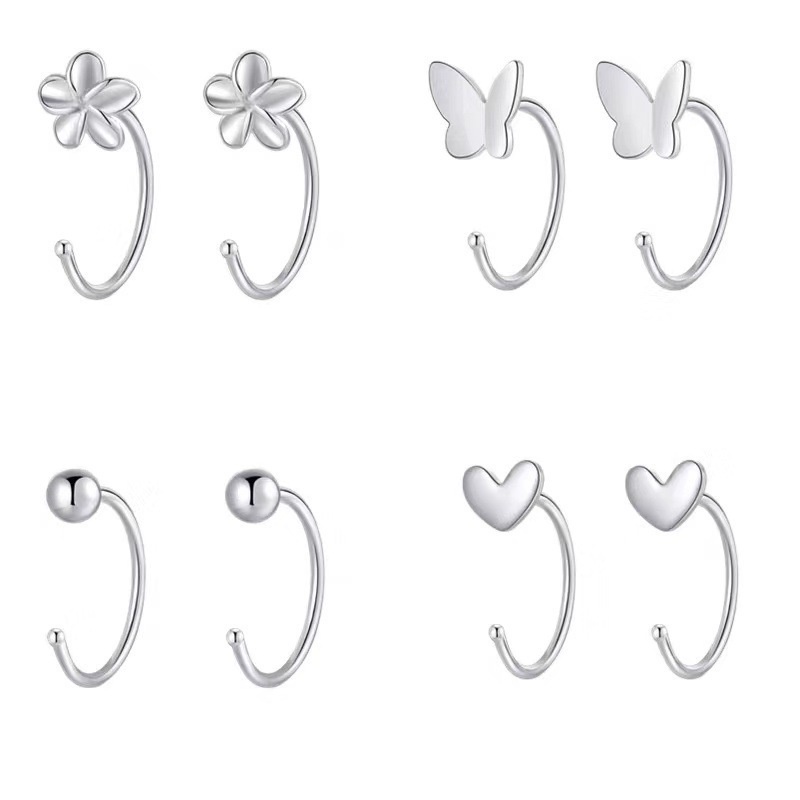 Set 6 cặp khuyên tai bằng thép không gỉ họa tiết bướm/ mặt trăng/ ngôi sao