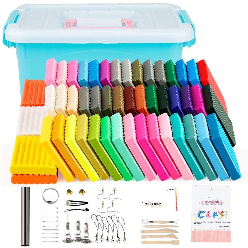 HOTĐất sét mềm đất sét tự làm bộ nguyên liệu thủ công đất sét mềm không độc hại trẻ em đất sét màu học sinh