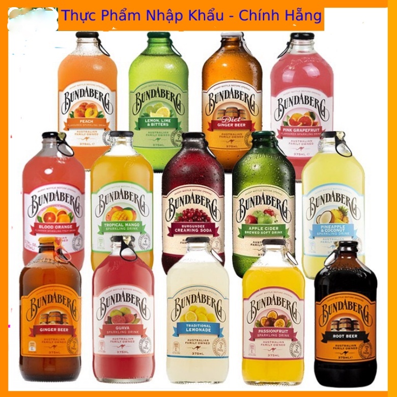 Nước ép trái cây có gas Bundaberg nhiều vị nhập khẩu Úc 375ml