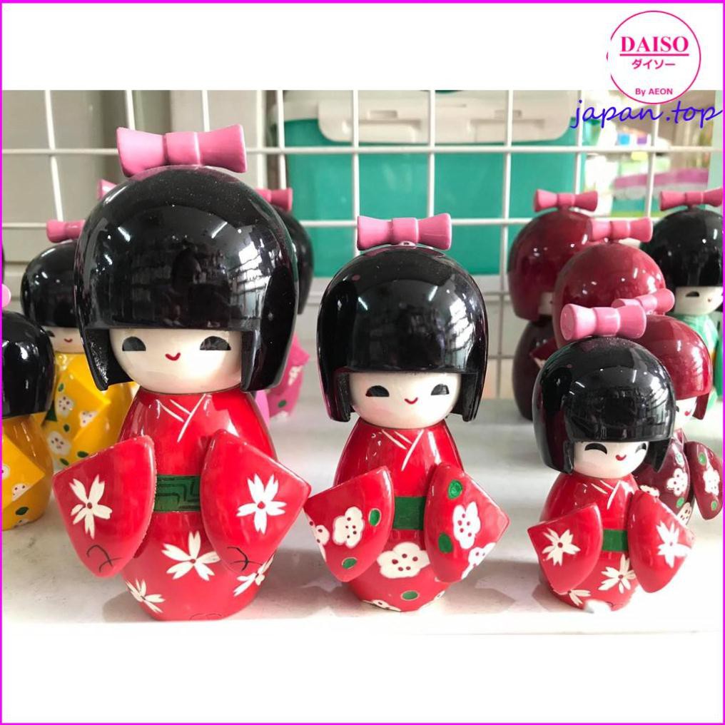 ( Daiso  - japan ) Bộ 3 búp bê gỗ Kokeshi Nhật