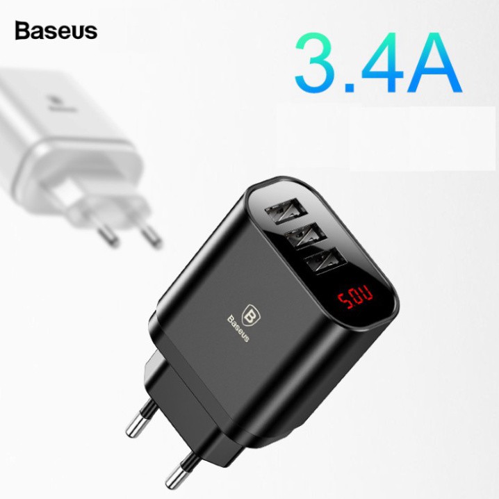Củ sạc nhanh 3 cổng USB cao cấp nhãn hiệu Baseus CCALL-BH01 - HÀNG CHÍNH HÃNG