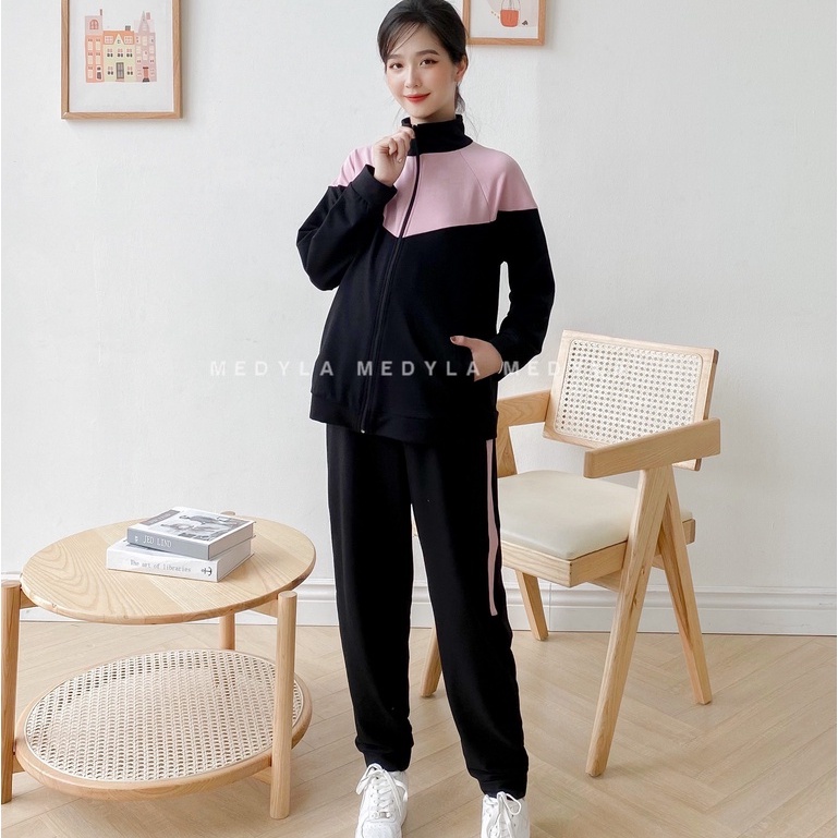 Đồ bầu thu đông Hoodie nỉ da cá dày dặn mặc được sau sinh - Bộ bầu mặc nhà thiết kế Medyla - DBH015