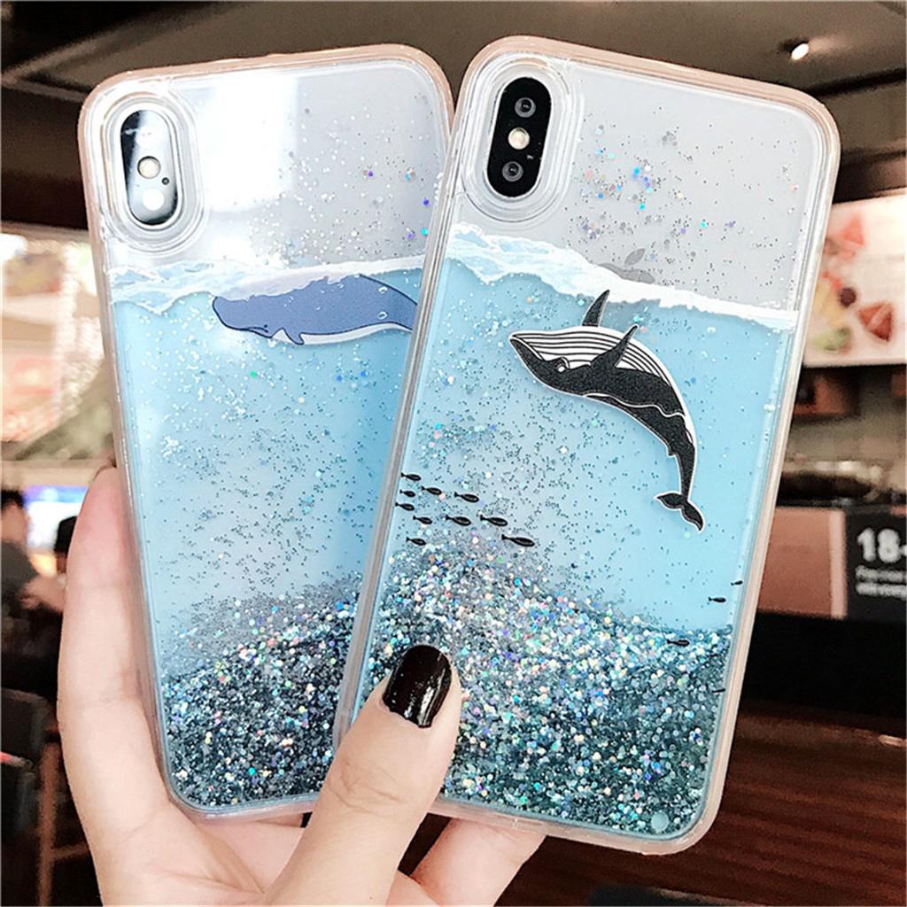 Ốp Điện Thoại Cát Chảy Hình Cá Heo Cho iPhone 14 13 12 11 Pro Max Mini 12Pro 13Pro 14Pro 14Plus 6 6S 7 8 Plus X XR XS Max