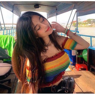 ÁO TRỄ VAI CROPTOP PHỐI NHIỀU MÀU