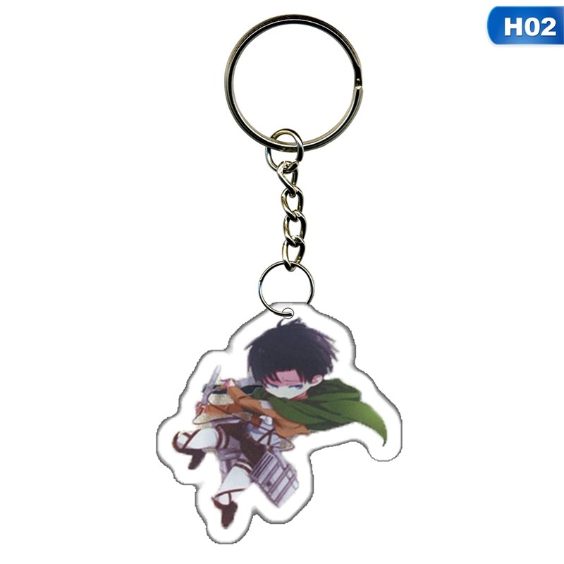 Anime Attack On Titan Keychain Cartoon Figure Keyring Double Sided Transparent Acrylic Fans Jewelry