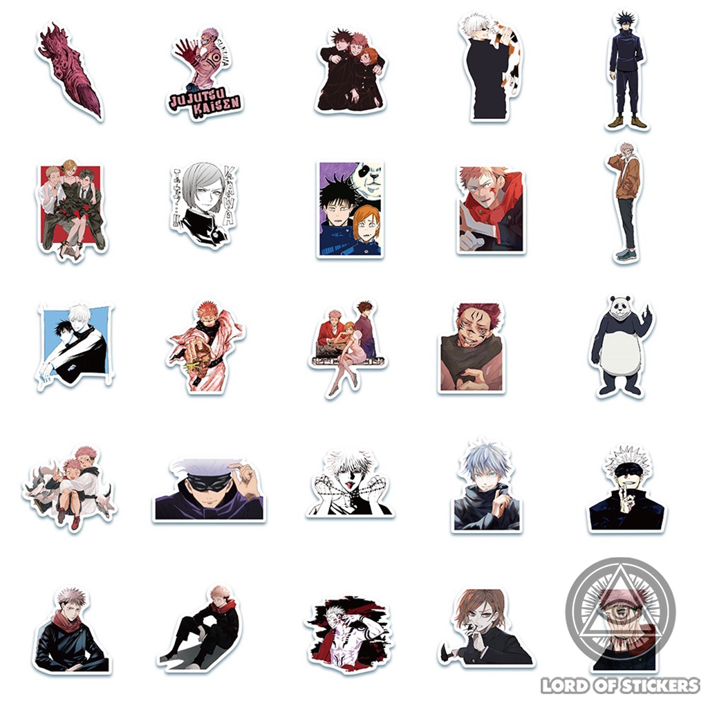 Set 50 Nhãn Dán Jujutsu Kaisen Chú Thuật Hồi Chiến Anime Manga Sticker Truyện Tranh Trang Trí Mũ Bảo Hiểm, Điện Thoại